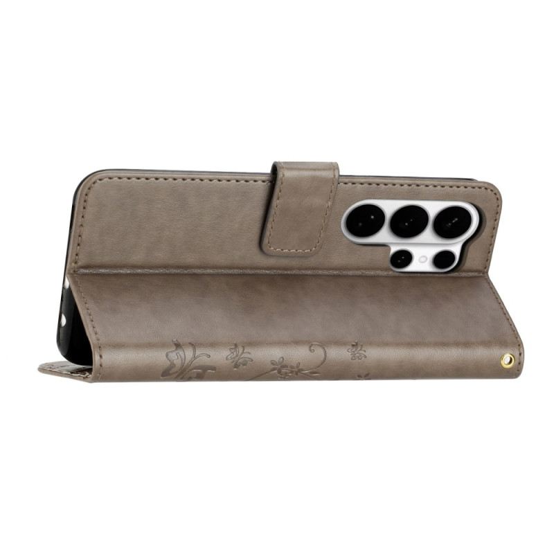 Lederhüllen Für Samsung Galaxy S26 Ultra Schmetterling Und Blumen