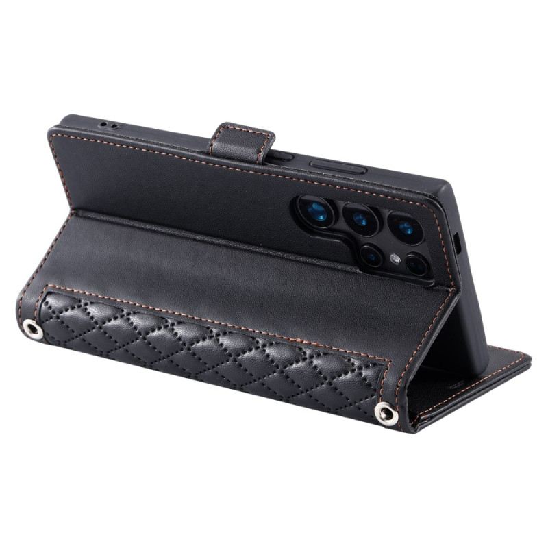 Lederhüllen Samsung Galaxy S26 Ultra Handyhülle Gesteppt Mit Riemen