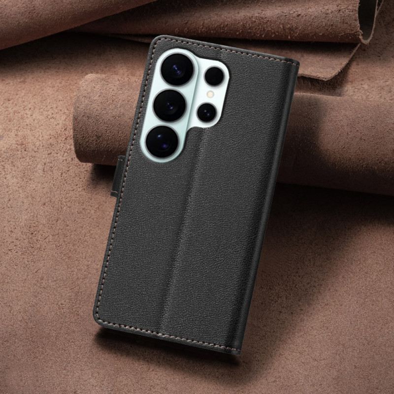 Lederhüllen Samsung Galaxy S26 Ultra Handyhülle Klassische Binfen-farbe