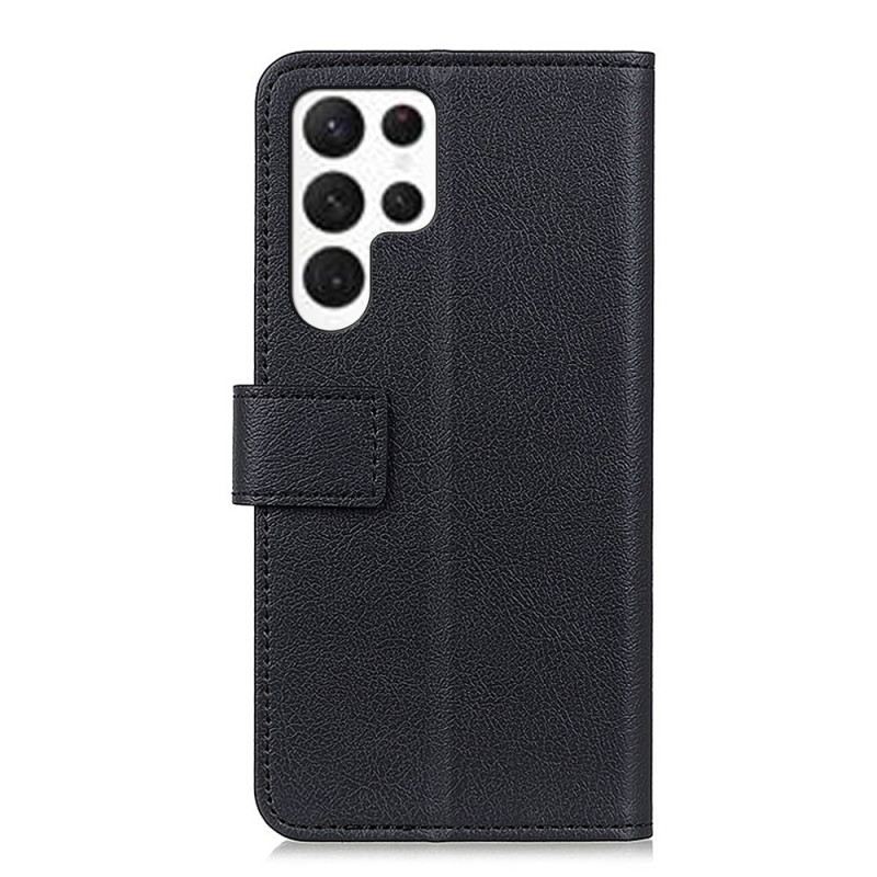 Lederhüllen Samsung Galaxy S26 Ultra Handyhülle Klassisches Schwarz