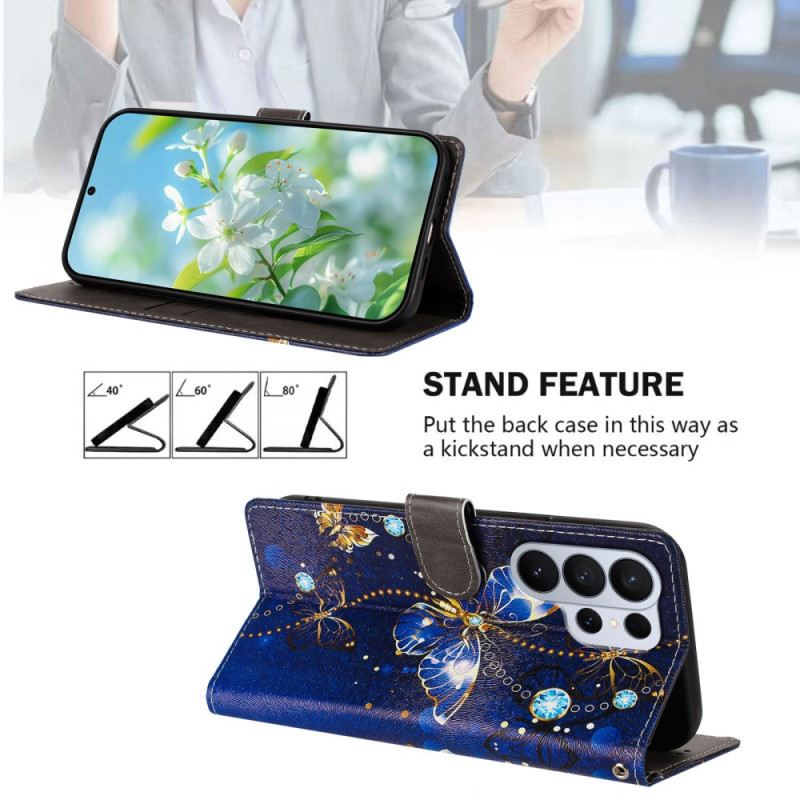 Lederhüllen Samsung Galaxy S26 Ultra Handyhülle Kostbare Schmetterlinge