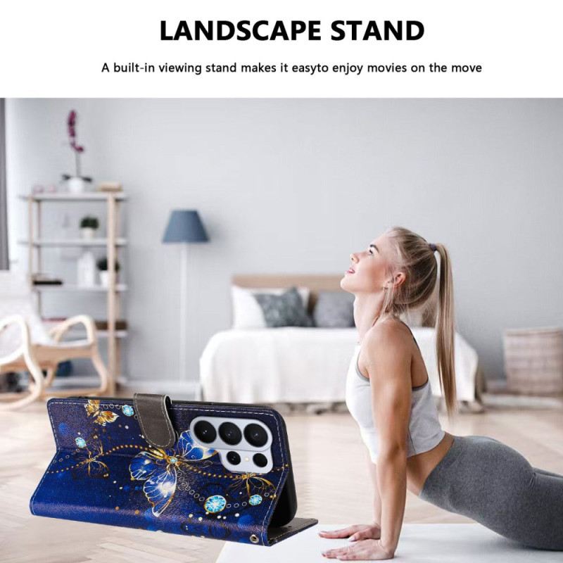 Lederhüllen Samsung Galaxy S26 Ultra Handyhülle Kostbare Schmetterlinge