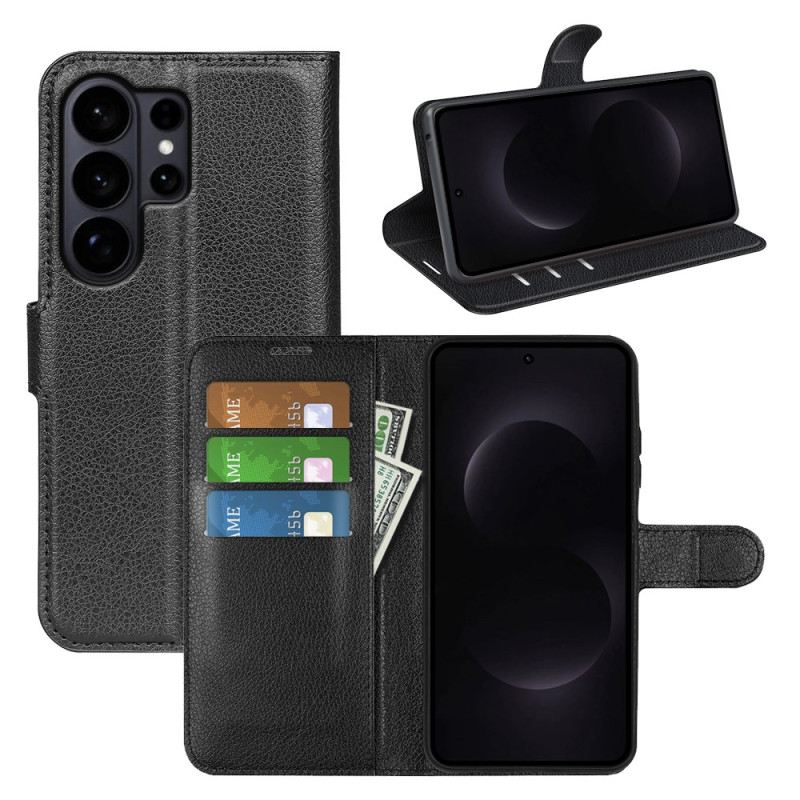 Lederhüllen Samsung Galaxy S26 Ultra Handyhülle Kunstleder In Litschi-farbe