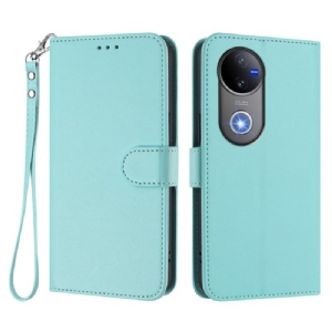 Lederhüllen Vivo V50e 5g Glattes Kunstleder Mit Umhängeband