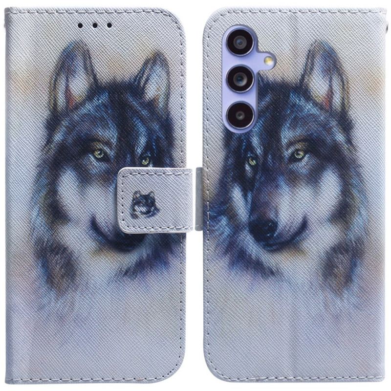 Lederhüllen Samsung Galaxy A55 5g Wolf-aquarell