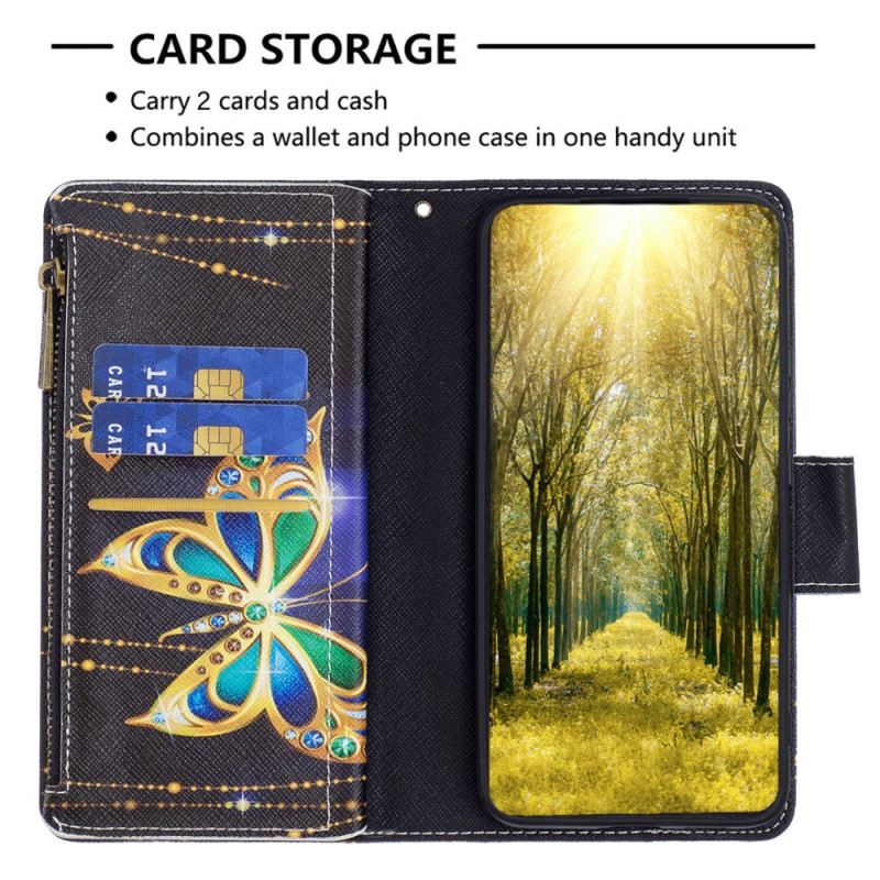 Lederhüllen Xiaomi Redmi Note 13 5g Strass-schmetterlings-geldbörse Mit Riemen