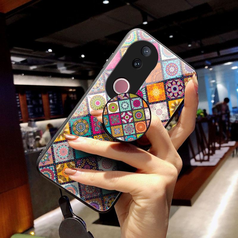 Hülle Vivo V50 5g Patchwork-ständer Und Tragegurt