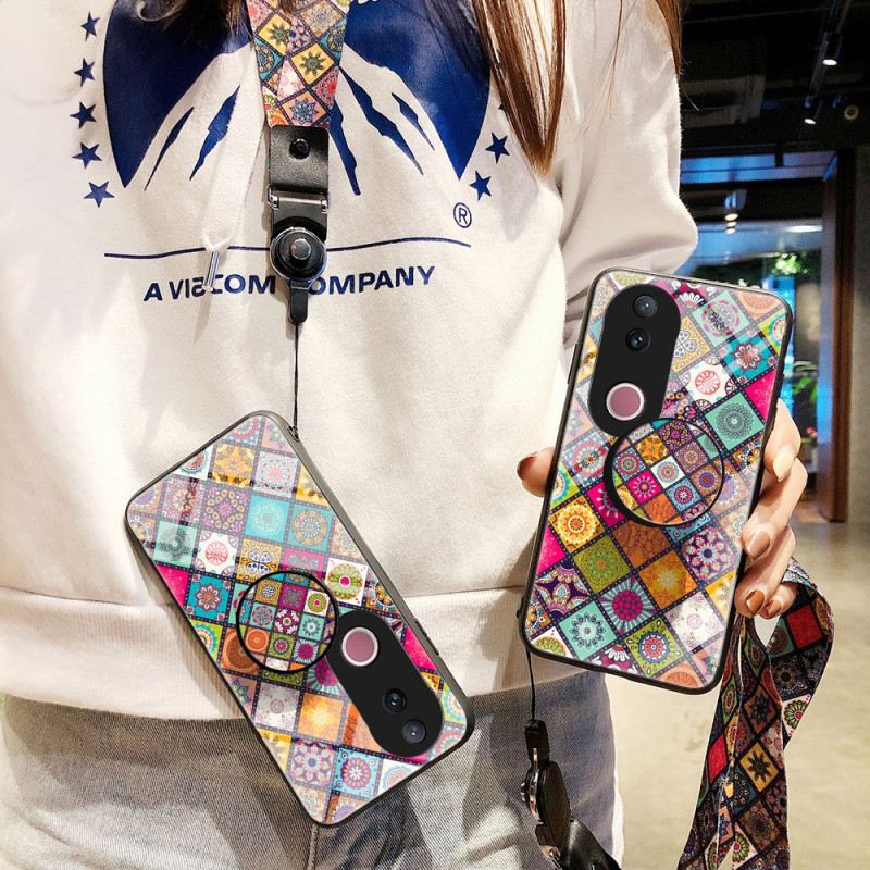 Hülle Vivo V50 5g Patchwork-ständer Und Tragegurt