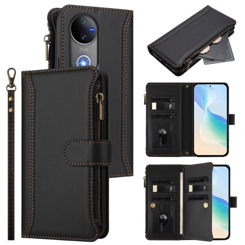 Lederhüllen Für Vivo V50 5g 9 Kartenfächer Und Handschlaufe