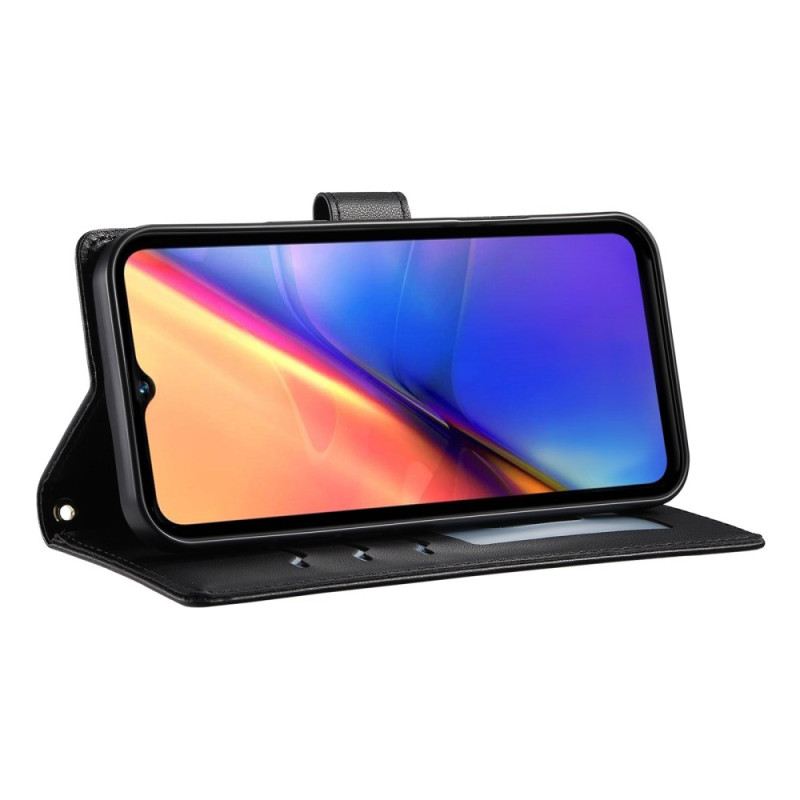 Lederhüllen Für Vivo V50 5g Gesteppt Mit Tragegurt Und Schultergurt