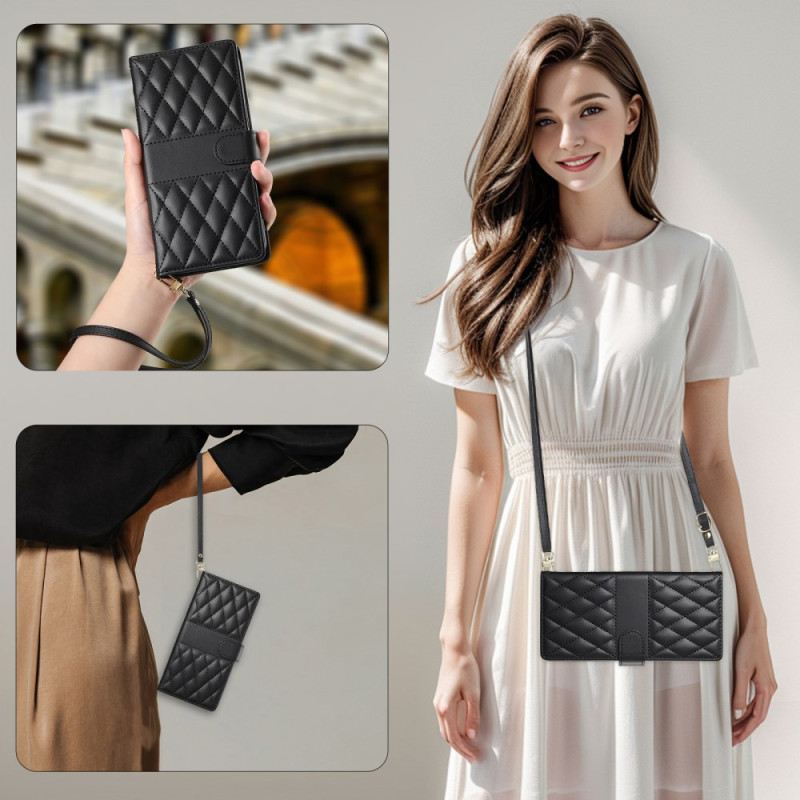 Lederhüllen Für Vivo V50 5g Gesteppt Mit Tragegurt Und Schultergurt