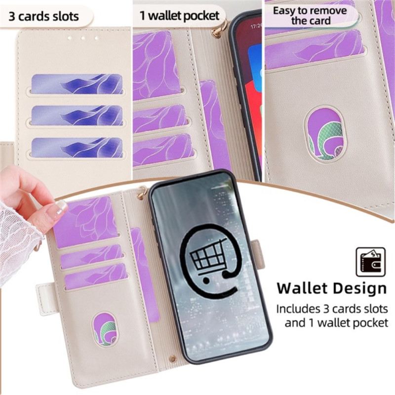 Lederhüllen Vivo V50 5g Handyhülle Goldener Verschluss Und Schulterriemen