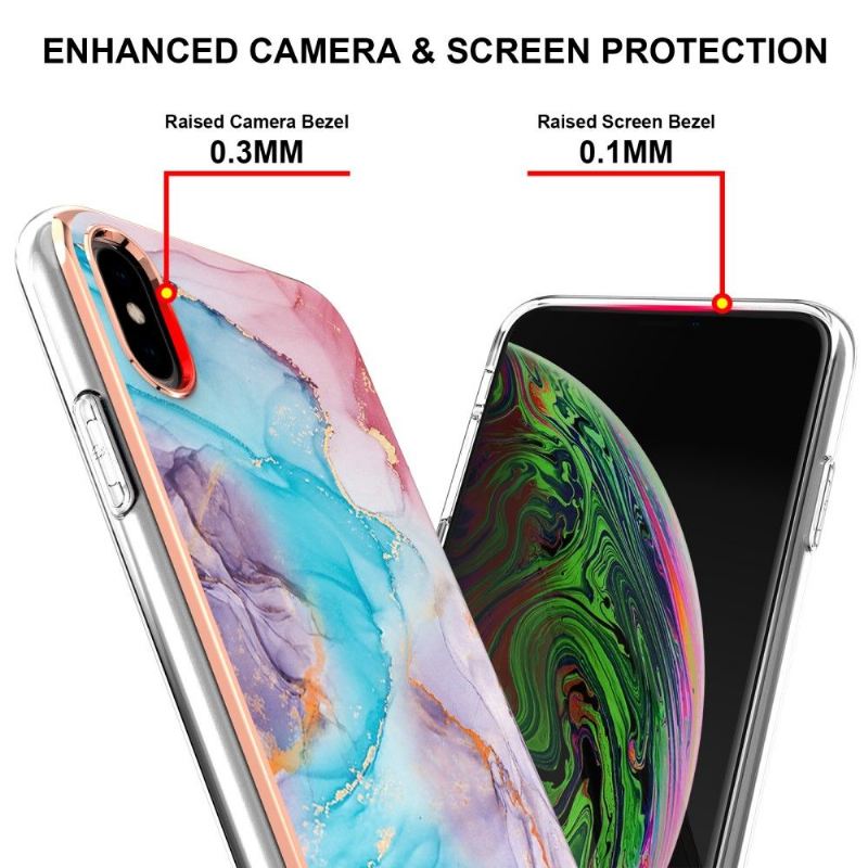 Hülle Für iPhone XS Max Blau Gefärbter Marmor