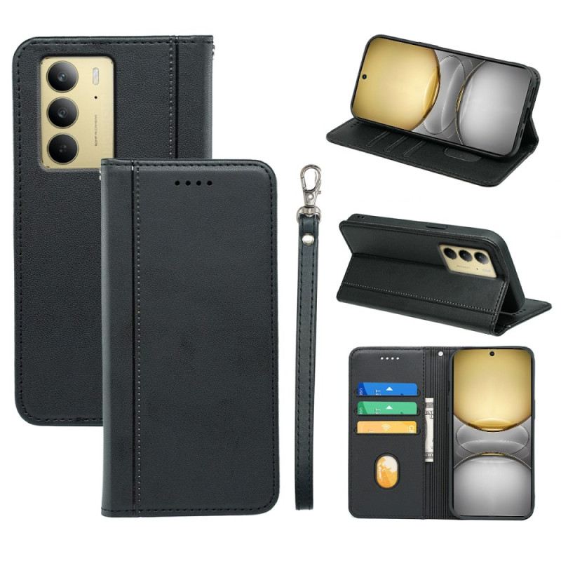 Flip Case Realme C75 Handyhülle Schlicht Mit Tragegurt