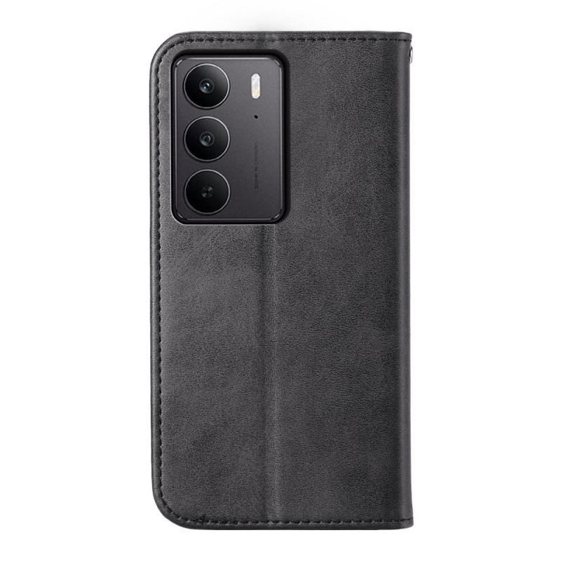 Flip Case Realme C75 Kalbslederstruktur Mit Riemen
