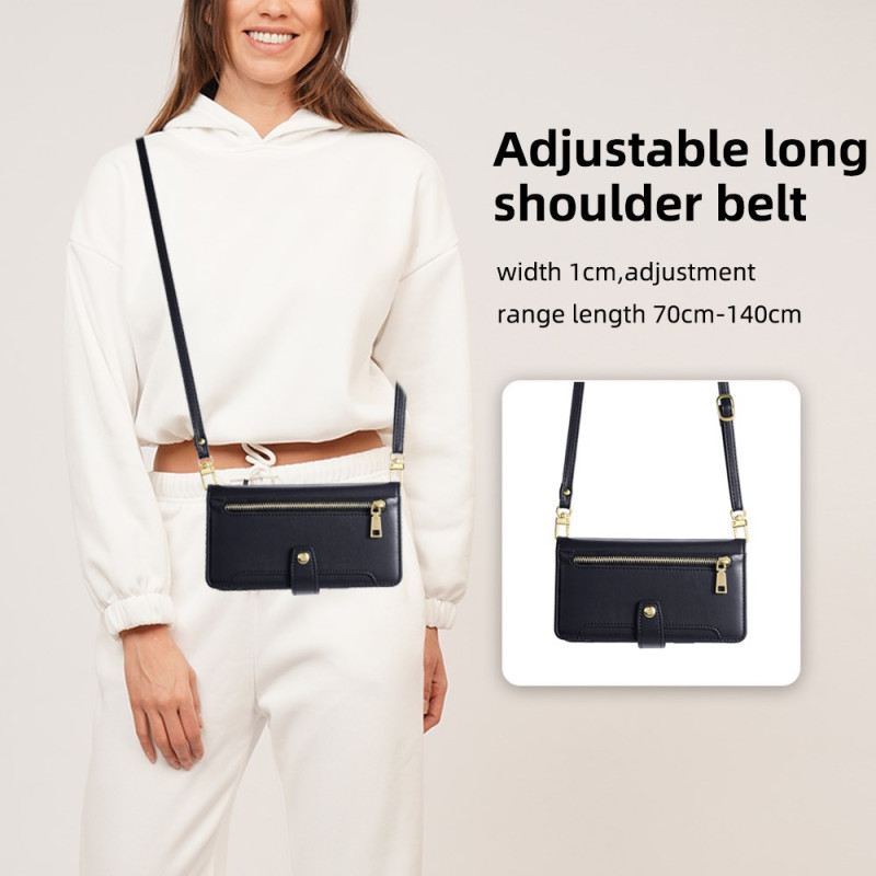 Lederhüllen Für Realme C75 Geldbörse Mit Reißverschluss Und Zwei Riemen