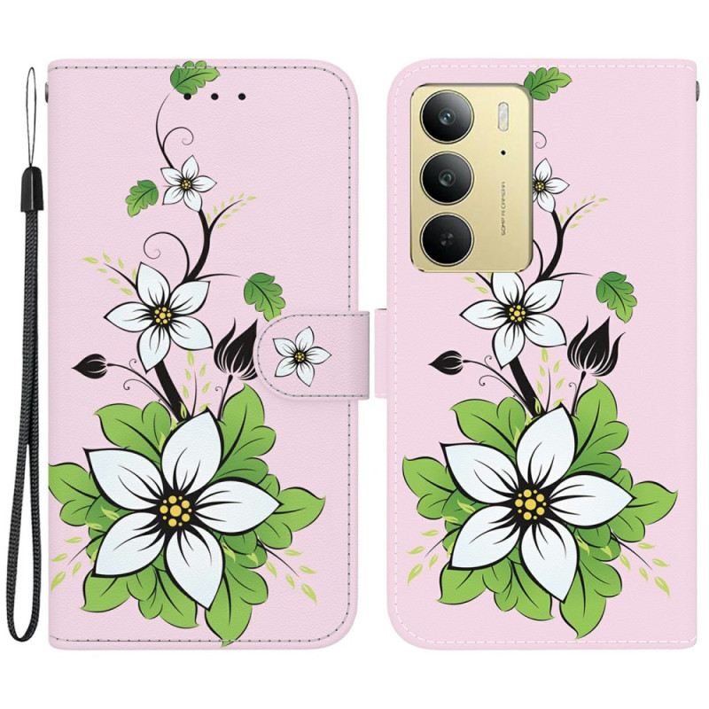 Lederhüllen Für Realme C75 Lilienmuster