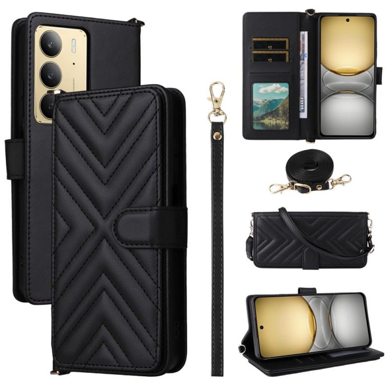 Lederhüllen Für Realme C75 Premium-design Mit Tragegurt Und Schulterriemen