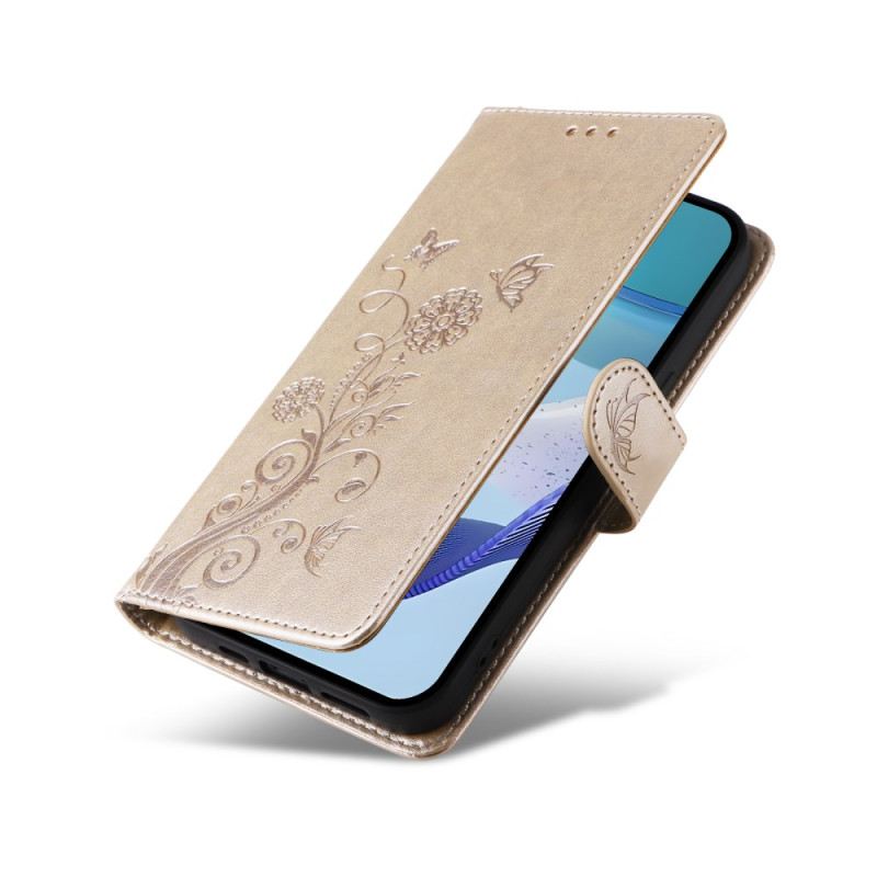 Lederhüllen Für Realme C75 Schmetterlinge Und Blumen