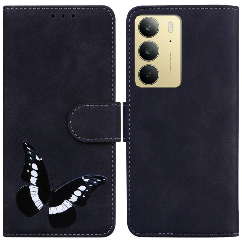 Lederhüllen Für Realme C75 Schmetterlingsmuster In Wildlederoptik