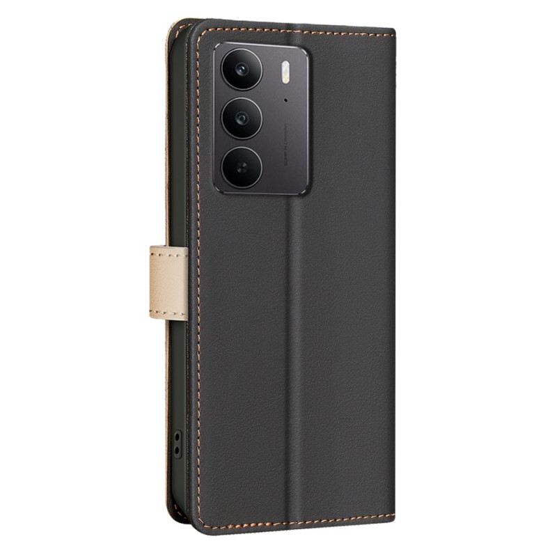 Lederhüllen Für Realme C75 Zweifarbig Binfen Color