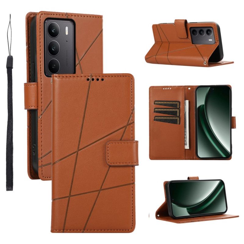 Lederhüllen Realme C75 Handyhülle Linien