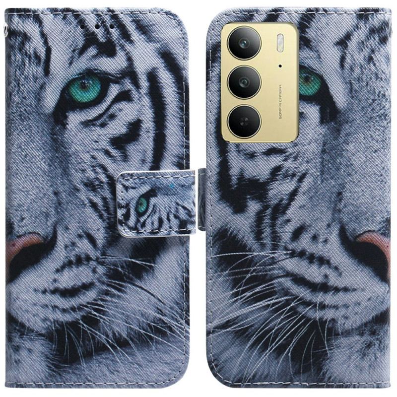 Lederhüllen Realme C75 Handyhülle Weißer Tiger