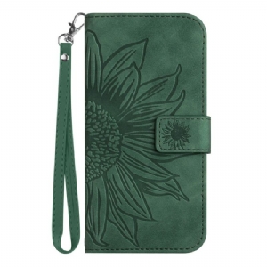 Lederhüllen Realme C75 Schulterriemen Mit Sonnenblumenmuster