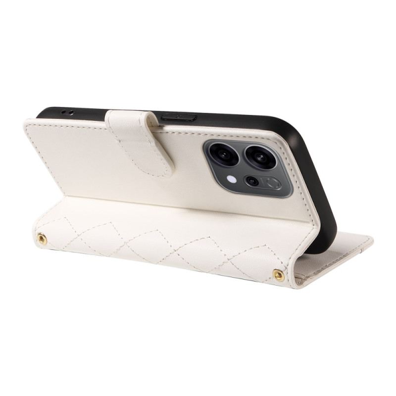 Lederhüllen Für Oppo Reno 14 5g Gesteppt Mit Riemen Und Schulterriemen