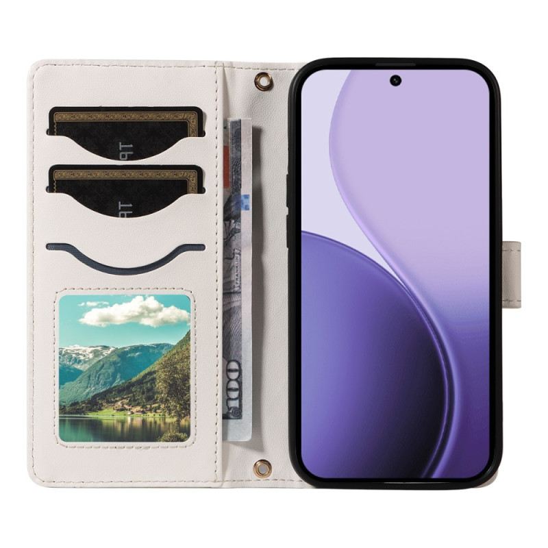 Lederhüllen Für Oppo Reno 14 5g Gesteppt Mit Riemen Und Schulterriemen