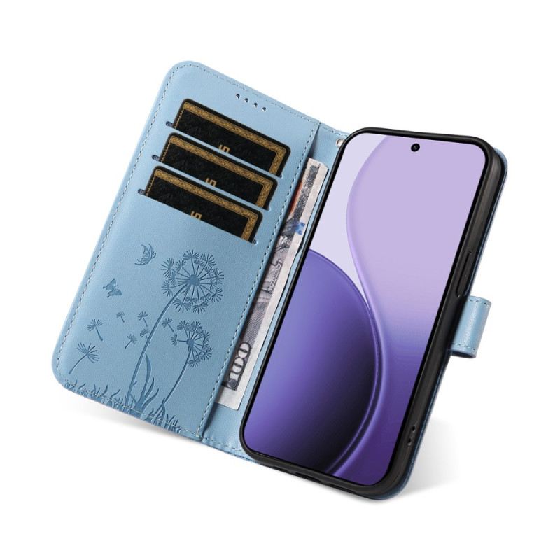 Lederhüllen Für Oppo Reno 14 5g Löwenzahn Mit Riemen