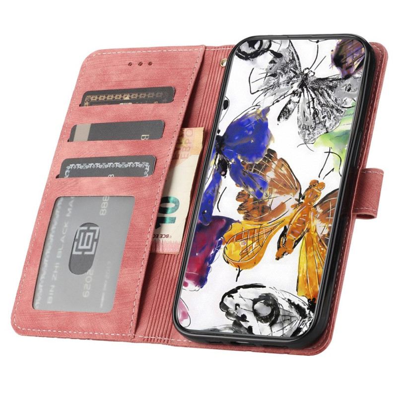 Lederhüllen Für Oppo Reno 14 5g Schmetterlinge In Wildlederoptik