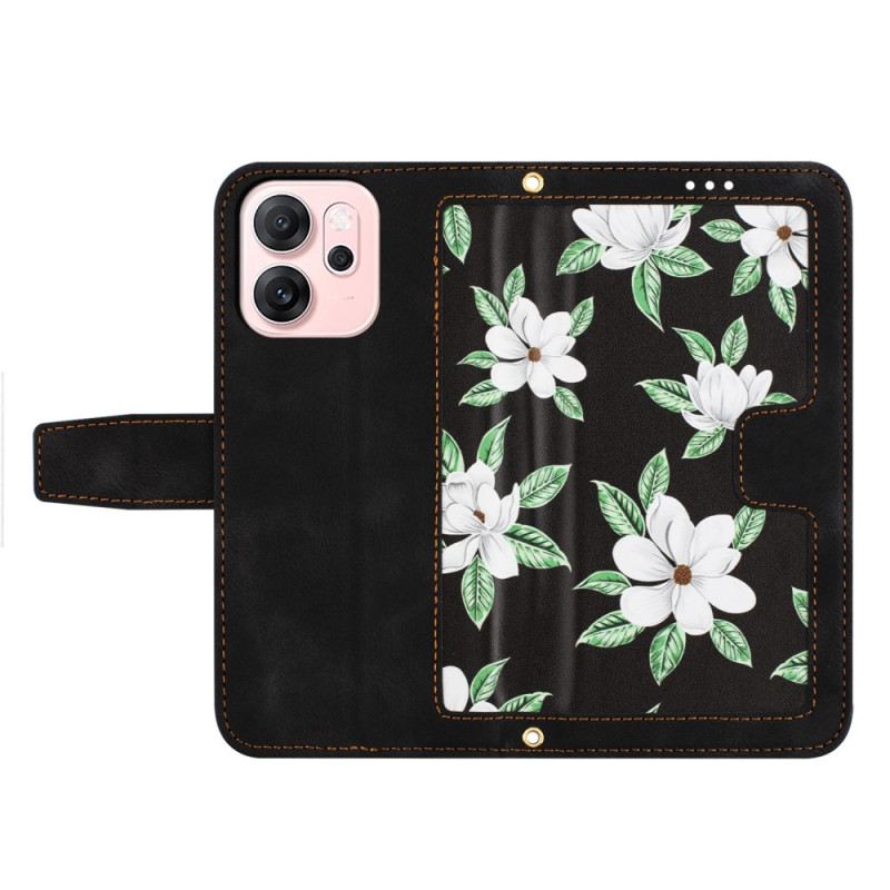 Lederhüllen Oppo Reno 14 5g Handyhülle Blumendesign Mit Riemen