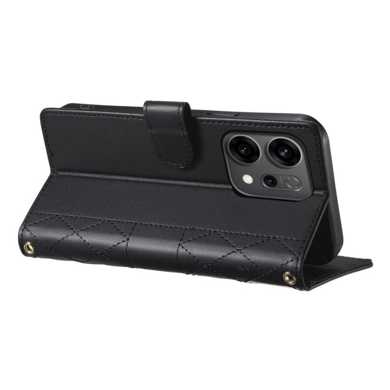 Lederhüllen Oppo Reno 14 5g Handyhülle Gesteppte Ausführung Mit Riemen Und Schultergurt