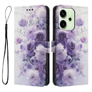 Lederhüllen Oppo Reno 14 5g Handyhülle Violette Blüten