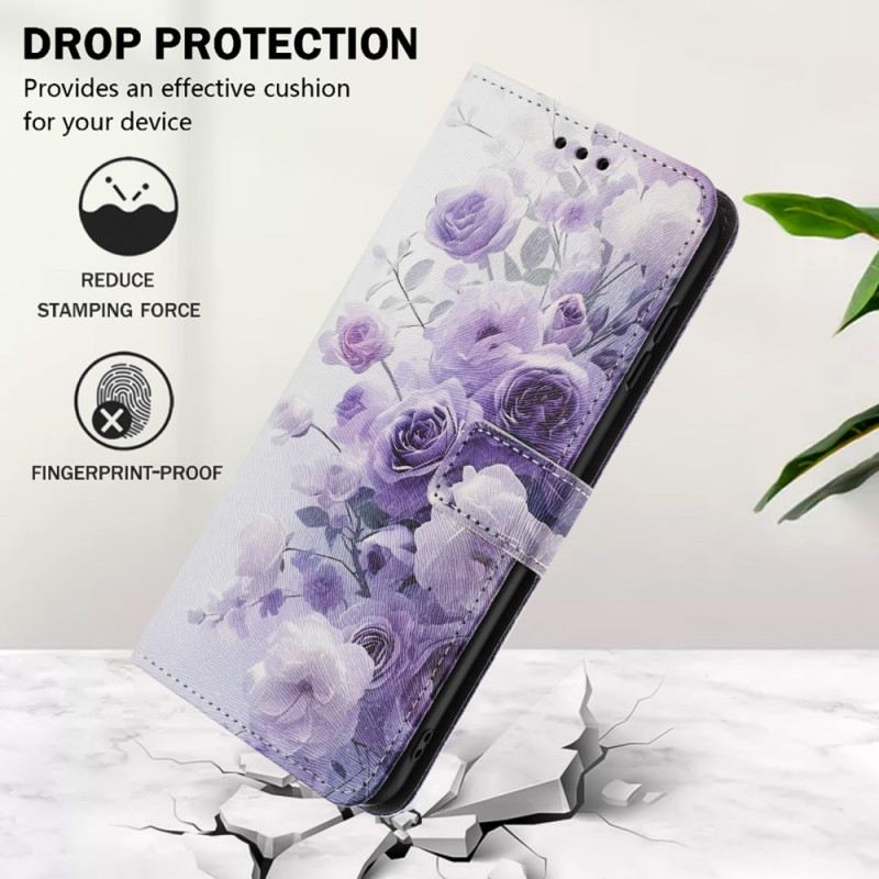 Lederhüllen Oppo Reno 14 5g Handyhülle Violette Blüten