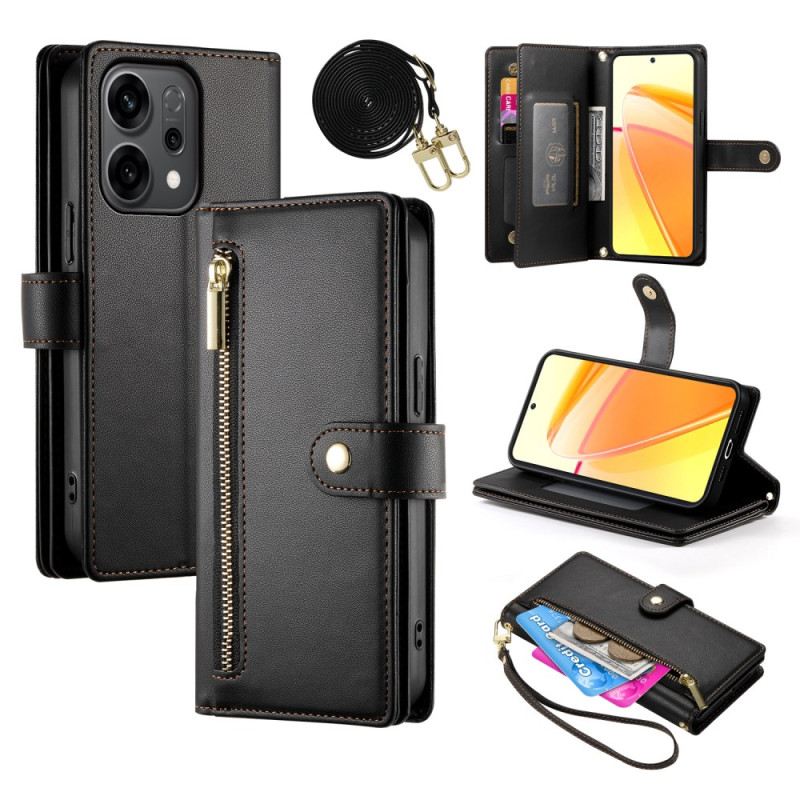 Lederhüllen Oppo Reno 14 5g Reißverschlusstasche Und Riemen