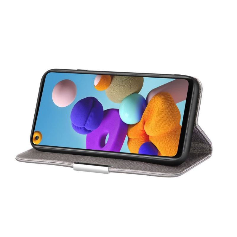 Handyhülle Für Samsung Galaxy A21s Flip Case Genarbtes Kunstleder
