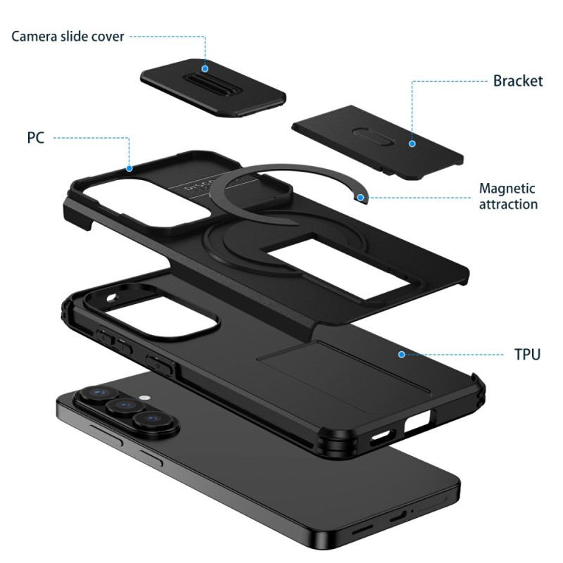 Hülle Samsung Galaxy S26 Ausziehbarer Magnetständer Und Kameraabdeckung