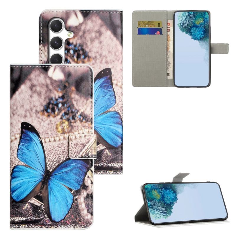 Lederhüllen Für Samsung Galaxy S26 Blauer Schmetterling