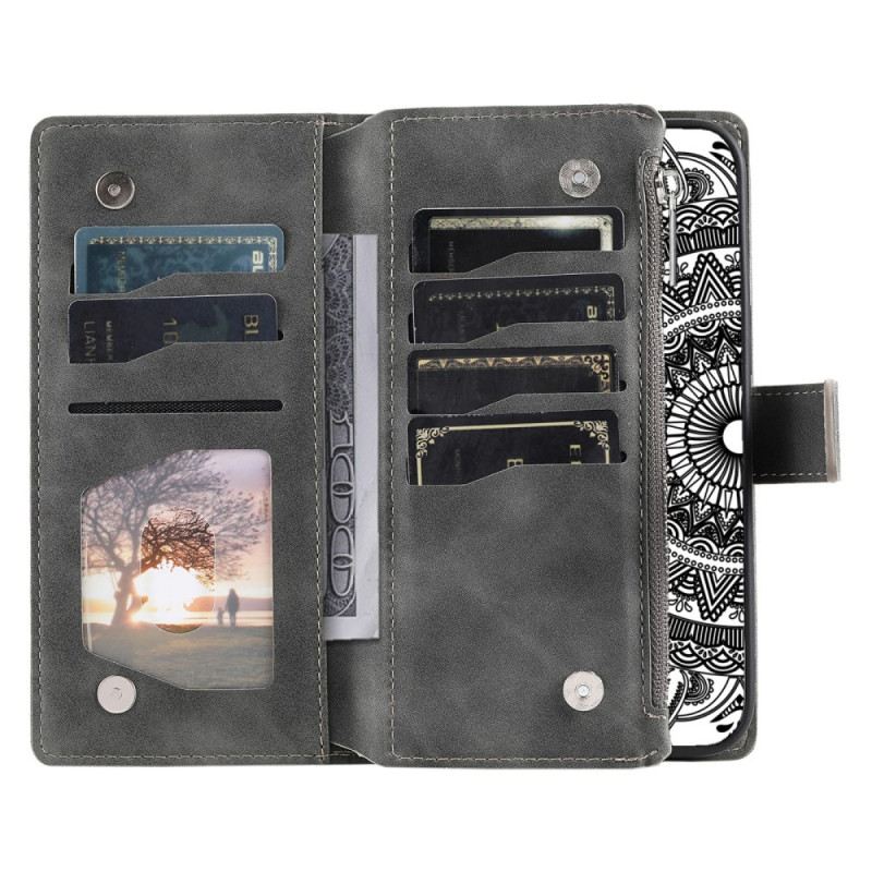 Lederhüllen Samsung Galaxy S26 Geldbörse In Mandala-wildlederoptik
