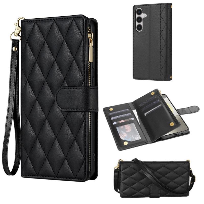 Lederhüllen Samsung Galaxy S26 Gesteppt Mit Verstellbarem Schulterriemen