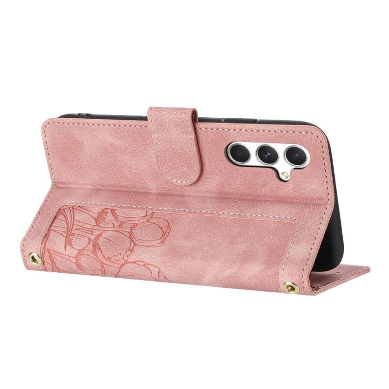 Lederhüllen Samsung Galaxy S26 Handyhülle Geldbörse Mit Blumenmuster Und 5 Kartenfächern