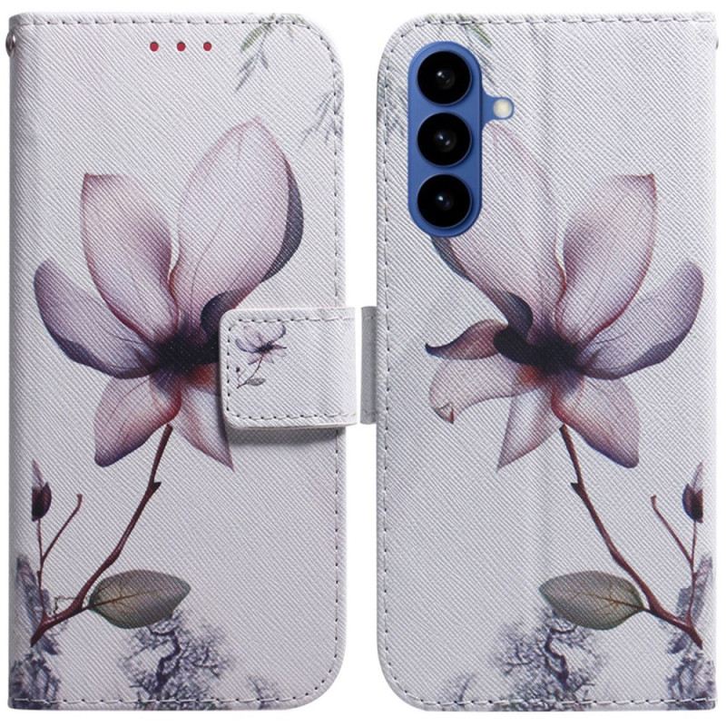 Lederhüllen Samsung Galaxy S26 Handyhülle Rosa Blume