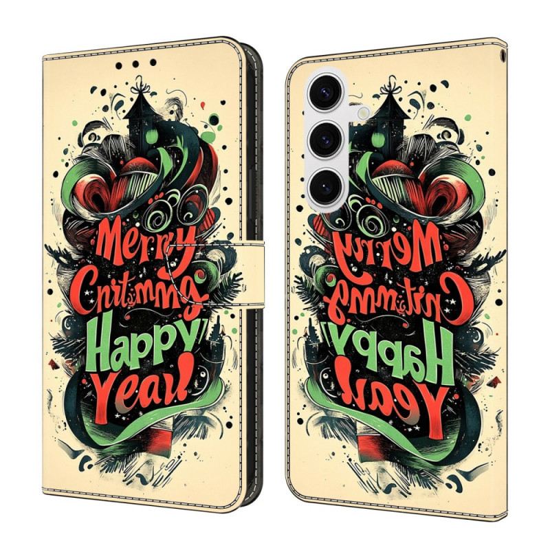 Lederhüllen Samsung Galaxy S26 Handyhülle Weihnachts-graffiti