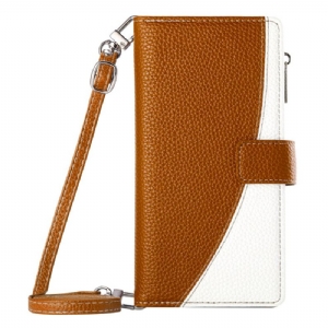 Lederhüllen Samsung Galaxy S26 Handyhülle Zweifarbige Geldbörse Mit Riemen