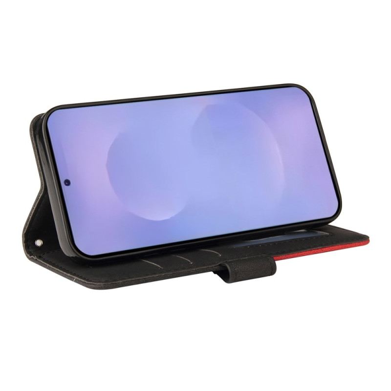 Lederhüllen Samsung Galaxy S26 Handyhülle Zweifarbiges Wellenmuster