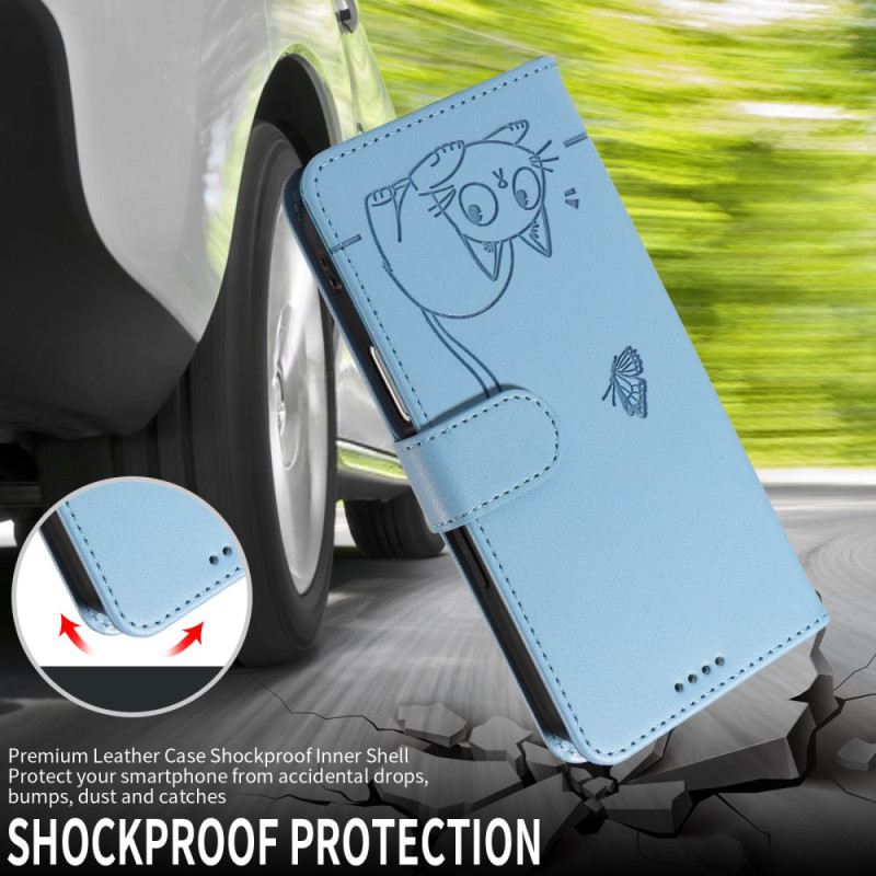 Lederhüllen Samsung Galaxy S26 Katzenpfotenabdruck Mit Riemen