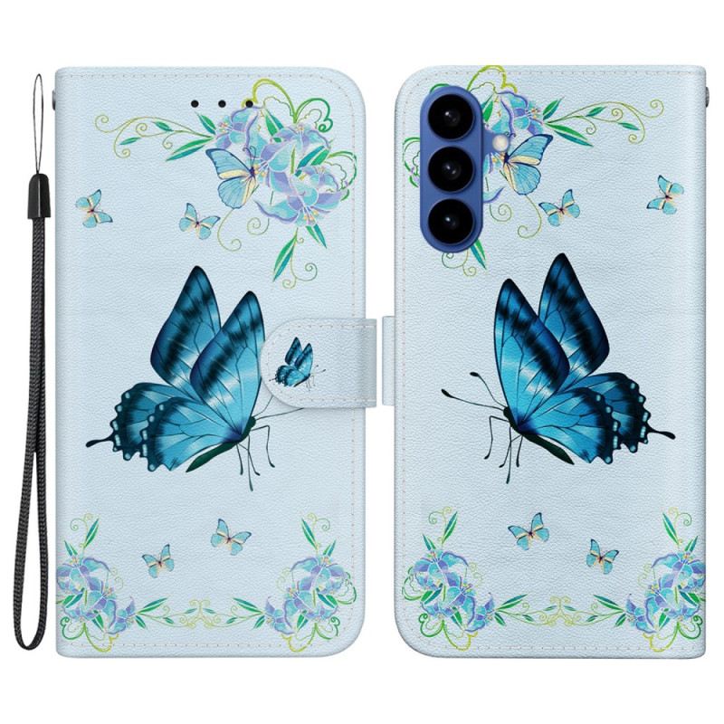 Lederhüllen Samsung Galaxy S26 Kleiner Blauer Schmetterling