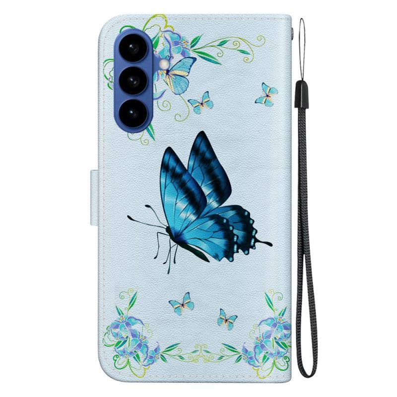 Lederhüllen Samsung Galaxy S26 Kleiner Blauer Schmetterling